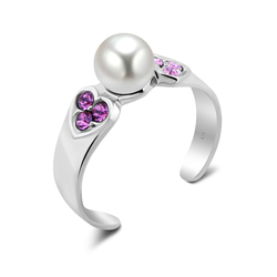 Toe Ring with Pearl and CZ CSTR-58